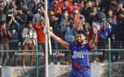 Ton-up Bhurtel helps Nepal chase down big Namibia total
